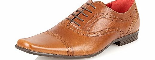 Shoe Avenue Oxford Leather Semi-Brogue Formal Office Casual Party Shoe Size , [TAN], [UK 8 / EU 42]